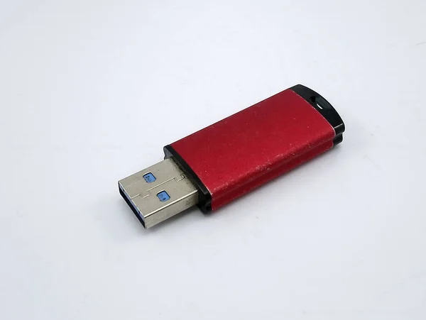 Vermelho Pequeno Uso Portátil Flashdrive Para Salvar Reproduzir Arquivos — Fotografia de Stock
