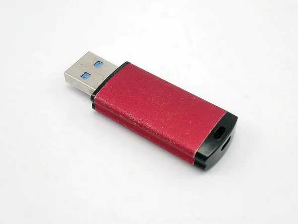 Vermelho Pequeno Uso Portátil Flashdrive Para Salvar Reproduzir Arquivos — Fotografia de Stock