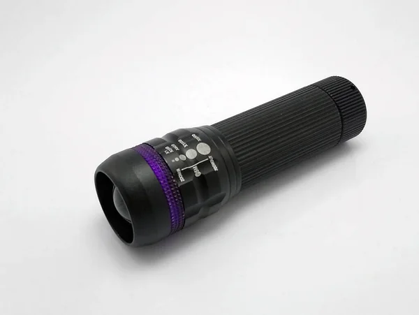 Black Portable Emergency Led Zoom Flashlight — Stock Photo, Image