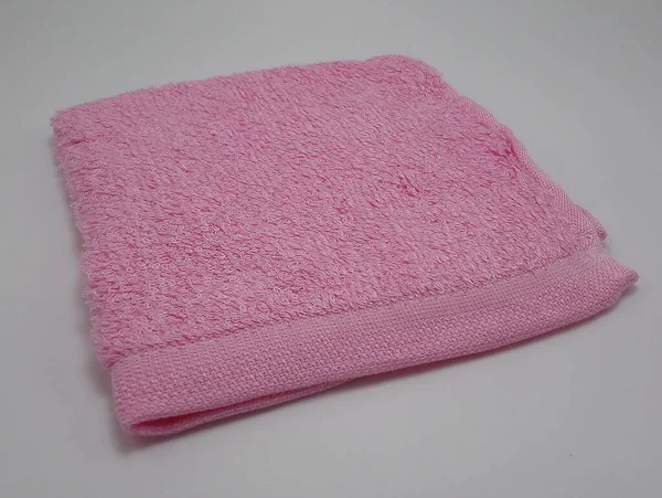 Coton Fibre Forme Carrée Visage Serviette Couleur Rose — Photo