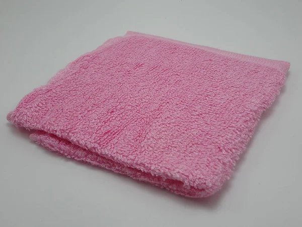 Coton Fibre Forme Carrée Visage Serviette Couleur Rose — Photo