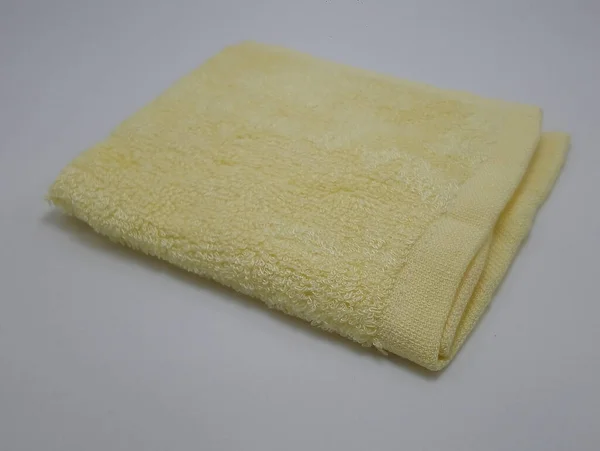 Coton Fibre Forme Carrée Visage Serviette Couleur Jaune — Photo