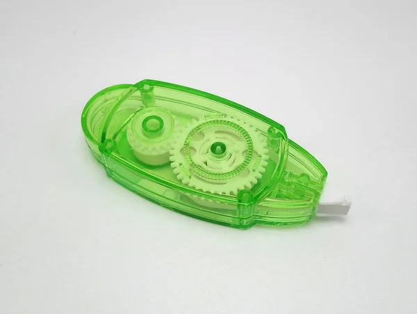 Zöld Műanyag Burkolat Korrekciós Szalag Kupakkal — Stock Fotó