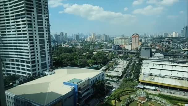 Visão geral da cidade de Quezon em Cubao, Quezon City, Filipinas — Vídeo de Stock