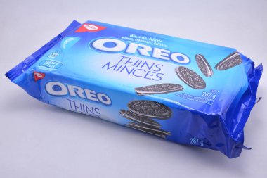 MANILA, PH - JULY 9 - Oreo thins minces chocolate sandwich cookies on July 9, 2021 in Manila, Philippines.