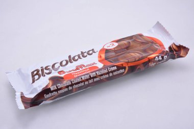 MANILA, PH - JULY 9 - Biscolata duomax milk chocolate coated wafer with hazelnut cream on July 9, 2021 in Manila, Philippines.