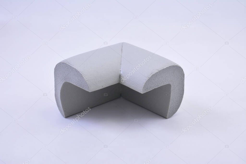 L shaped corner foam bumper for sharp edges of furniture gray color