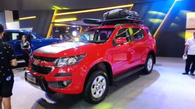 Pasay, PH - APR 7 - Cheverolet Trailblazer SUv 7 Nisan 2018 tarihinde Pasay, Filipinler 'de Manila Uluslararası Otomobil Fuarı' nda.