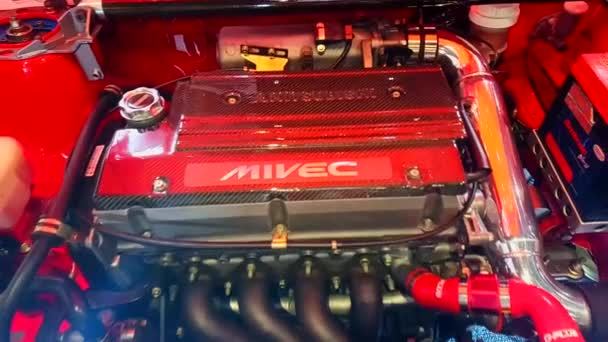 Pasay Juli Mitsubishi Mirage Cyborg Engine Juli 2019 Philippine Autocon — Stockvideo