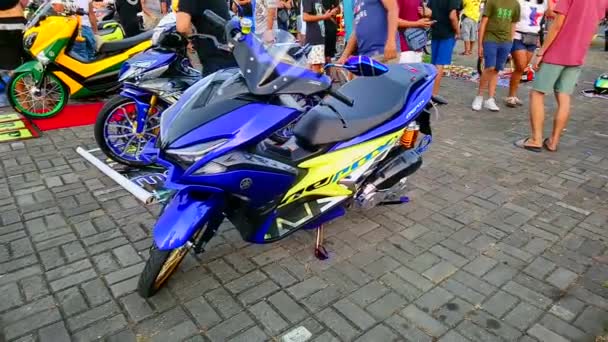 Rizal Febrero Exhibición Motocicleta Del Mercado Accesorios Febrero 2019 East — Vídeos de Stock