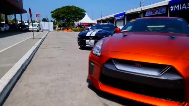 Pasay Pril Nissan Gtr Ford Mustang Manila Uluslararası Otomobil Fuarı — Stok video