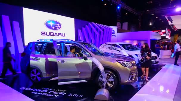 Pasay Abril Cabine Subaru Salão Internacional Automóveis Manila Abril 2019 — Vídeo de Stock