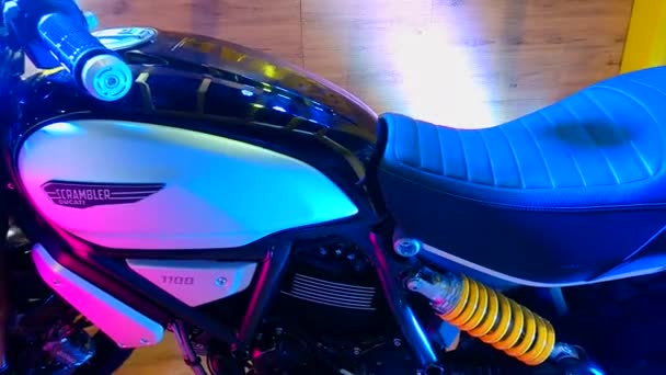 Pasay Juni Ducati Scrambler Motorfiets Juni 2019 Makina Moto Motorshow — Stockvideo