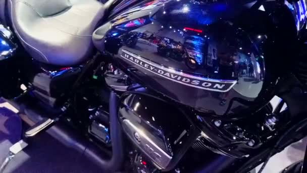 Pasay June 2019年6月16日在菲律宾帕萨伊市Smx会议中心的Makina Moto摩托车展览上 戴维森摩托车 — 图库视频影像