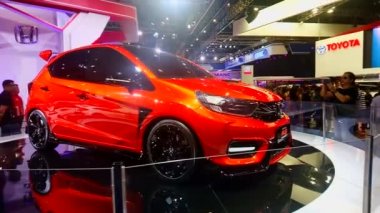 Pasay, PH - 27 Ekim - Honda Brio 27 Ekim 2018, Filipin Uluslararası Otomobil Fuarı Dünya Ticaret Merkezi Manila, Pasay, Filipinler.