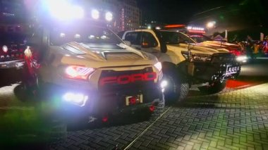Pasay, PH - 8 Aralık - Ford Ranger Raptor, 8 Aralık 2018 'de Pasay, Filipinler' deki Bumper to Bumper araba fuarında.
