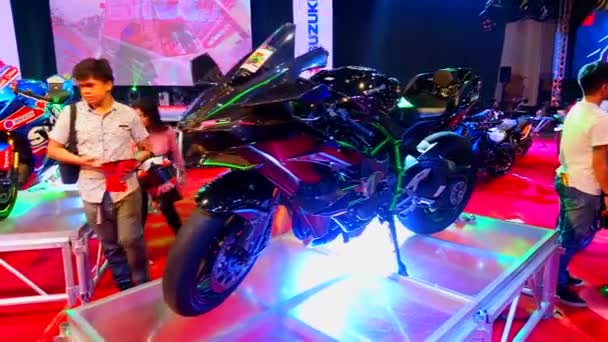 Pasay Março Kawasaki Motocicleta Racing Motocicleta Show Março 2019 Pasay — Vídeo de Stock