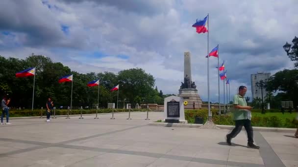 Manila Oktober Rizal Park Statue Monument Oktober 2018 Roxas Boulevard — Stockvideo