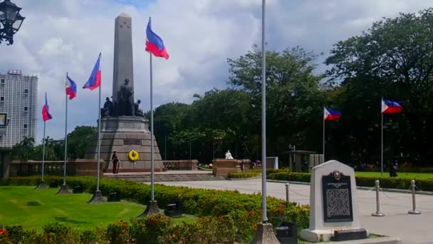 Manila October Rizal Park Statue Monument October 2018 Roxas Boulevard — Stock Video