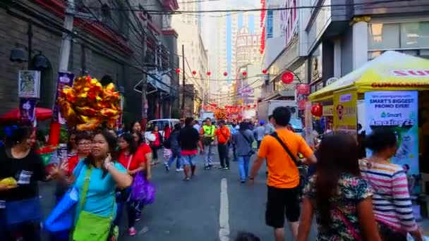 Manila Febbraio Folla Festeggia Capodanno Cinese Febbraio 2019 Manila Filippine — Video Stock