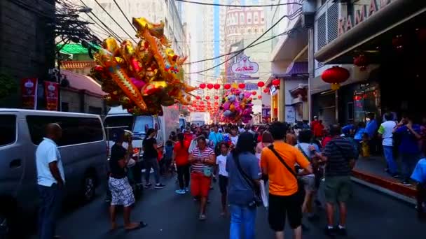 Manila Febbraio Folla Festeggia Capodanno Cinese Febbraio 2019 Manila Filippine — Video Stock