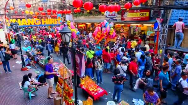 Manila February Народний Натовп Відзначає Китайський Новий Рік Лютого 2019 — стокове відео