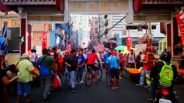 Manila Şubat 2019 Binondo Manila Filipinler Çin Mahallesi Karşılama Kemeri — Stok video