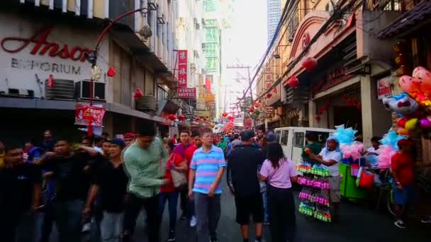 Manila Febbraio Folla Festeggia Capodanno Cinese Febbraio 2019 Manila Filippine — Video Stock