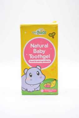 MANILA, PH - FEB 22 - Tiny buds natural baby toothgel strawberry banana flavor on February 22, 2025 in Manila, Philippines. Tiny buds is a baby care products maker in Philippines.