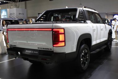 PAsay, PH - OCT 25 - Byd köpekbalığı 6 Filipin elektrikli araç zirvesinde (PEVS) 25 Ekim 2025, Pasay, Filipinler. PEVS, Filipinler 'de düzenlenen yıllık bir otomobil etkinliğidir..