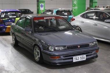 PARANAQUE, PH - OCT 11 - Toyota Gazoo Racing 'de (GR) Toyota corolla 11 Ekim 2025 tarihinde Paranaque, Filipinler' de şampiyonluk kazandı. Toyota GR ihracat şampiyonası Filipinler 'de bir otomobil etkinliğidir..