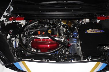 PARANAQUE, PH - OCT 11 - Toyota Gazoo Racing 'de (GR) Toyota yaris motoru 11 Ekim 2025 tarihinde Paranaque, Filipinler' de şampiyonluk kazandı. Toyota GR ihracat şampiyonası Filipinler 'de bir otomobil etkinliğidir..