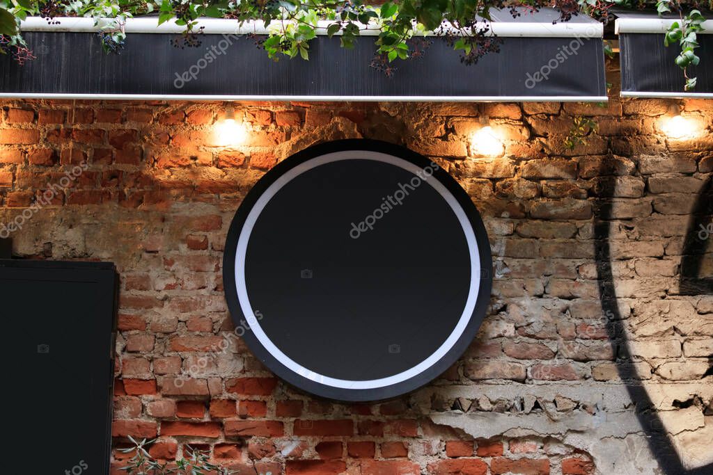 Signboard mockup, advertising template, empty frame copy space, logo and text. Modern signage flat style.