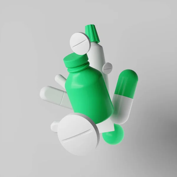 Composição Abstrata Dos Medicamentos Renderização — Fotografia de Stock