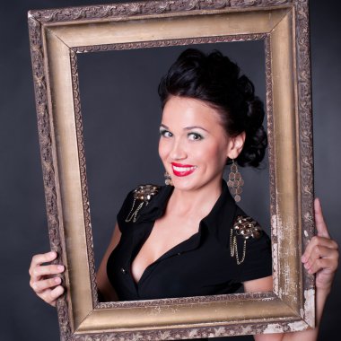 Kadın holding antika çerçeve