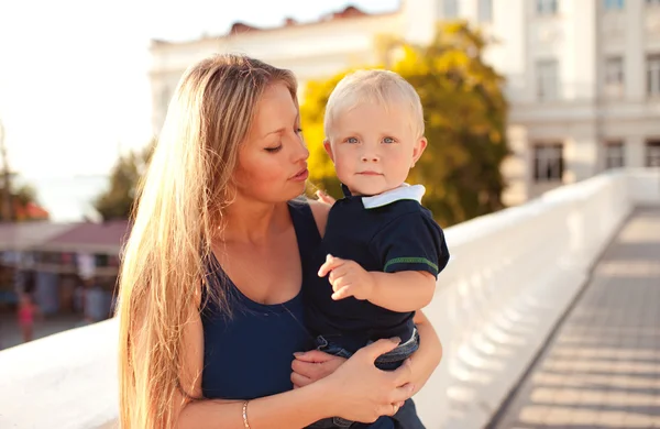 Mother holding baby boy — Stock Photo, Image