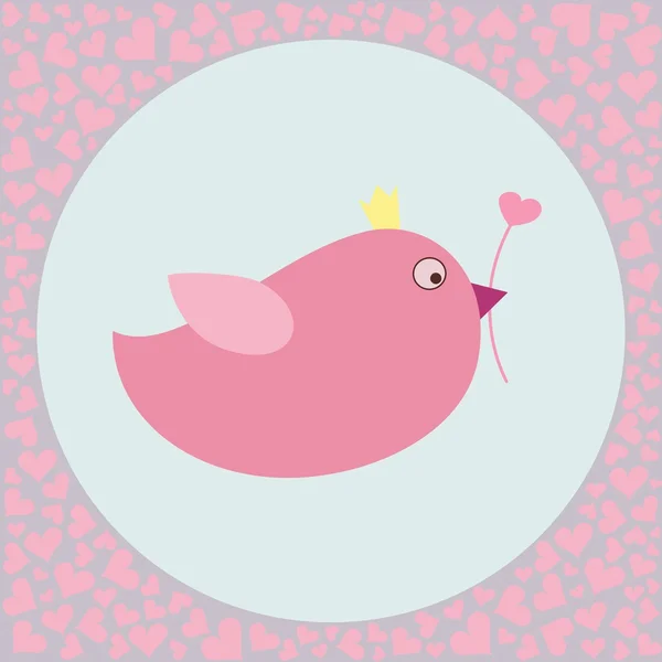 Uccello con cuore di San Valentino — Vettoriale Stock