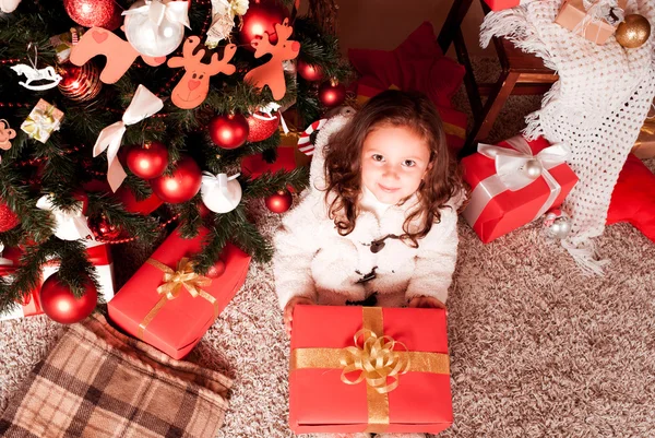 Little girl at Christmas eve — Stock Photo, Image
