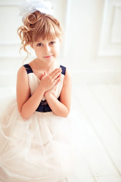 Little girl in beautiful stylish dress — Stock Photo, Image