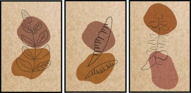 Üç parçalı. Eski usul oymalar. Kağıt efektli soyut tropikal yapraklar. Bir dalın ve palmiye yapraklarının dış hatları ahtapot tonları ile karışmıştır. Oturma odasının içi için parmak izleri..