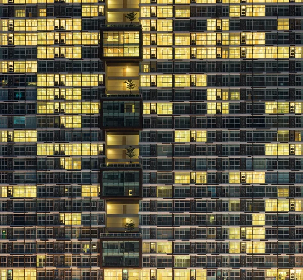 Balcony pattern of building at night — Stock Photo, Image