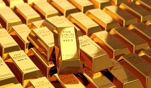 Rendering Στοίβα Από Ράβδους Χρυσού 1000 Γραμμάρια Οικονομικές Έννοιες Έννοιες Φωτογραφία Αρχείου