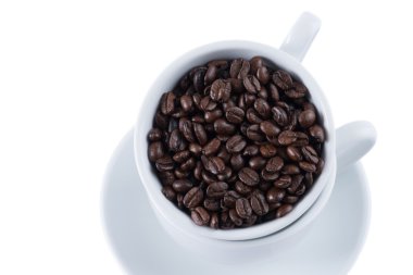 Beyaz fincan kahve çekirdekleri
