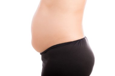 Beyaz zemin üzerine yağlı göbek kadınlarla