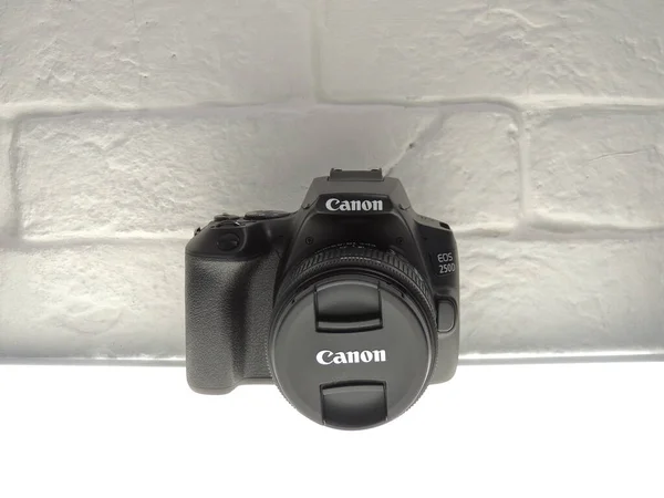 Canon 250D Black Ideal Slr Camera Light Background Εικόνα Αρχείου