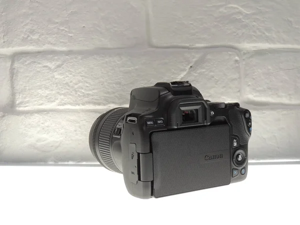 Canon 250D Černá Ideální Slr Kamera Světlém Pozadí Stock Snímky