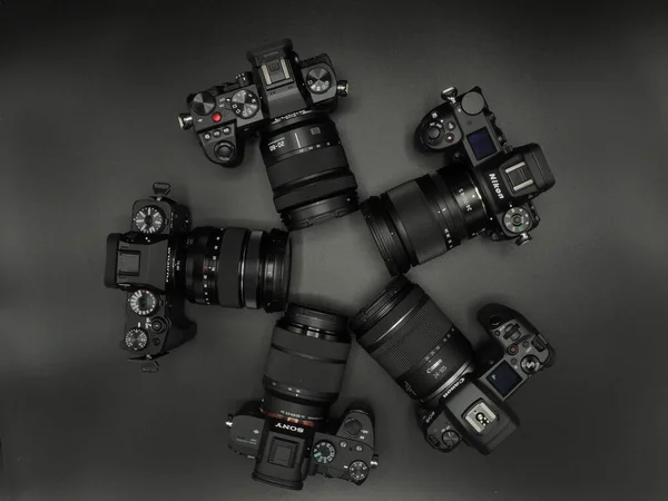 Nikon Fujifilm Panasonic Lumix Sony Alpha Mark Iii Canon Černé Stock Snímky