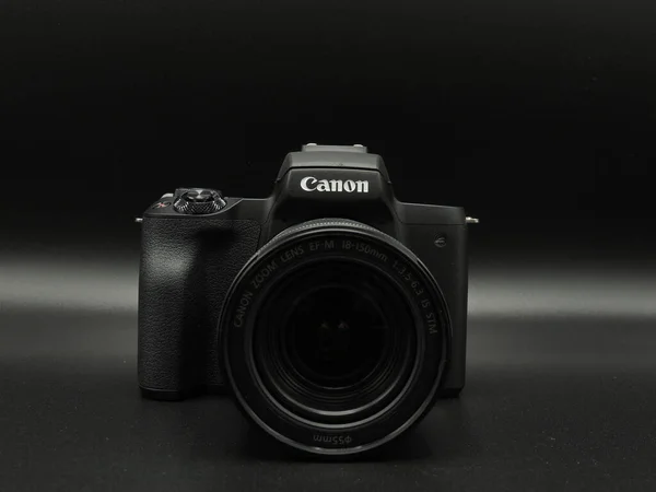 Canon M50 Mark 50M Black 150Mm Lens Black Background One — Stock Photo, Image