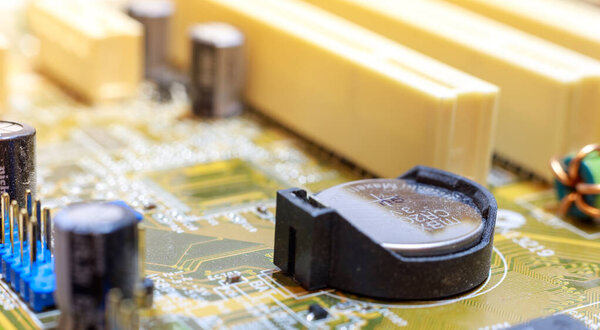 Компьютерные чипы на схеме. Крупный план. Концепция технологического прогресса