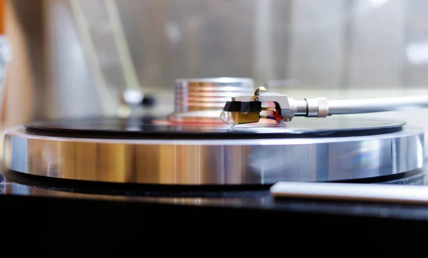 Vinyl Player Playing Record Headshell Close — Stock Photo, Image